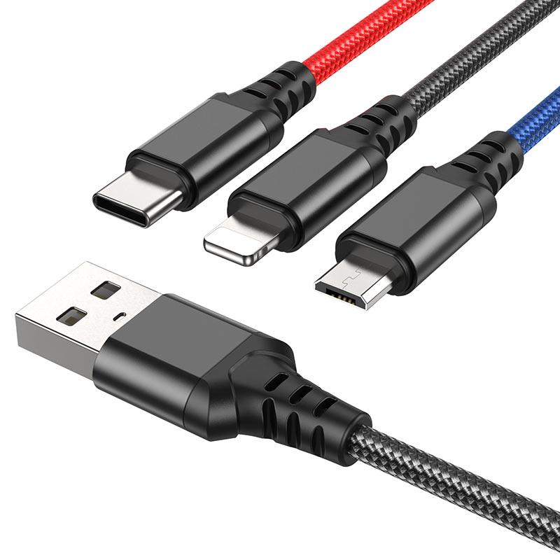 HOCO X76 3in1 IP+TYPE-C+MICRO CABLE