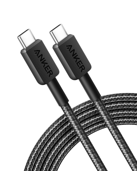 Anker 322 USB-C to USB-C Cable 60W Braided (0.9m/3ft) Black