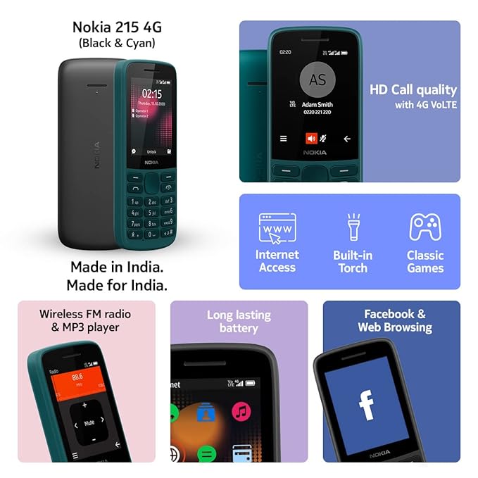 Nokia 215 4G Dual SIM 4G Keypad Phone-Black