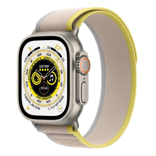 Apple Watch Ultra GPS + Cellular 49mm Titanium Case with Yellow/Beige Trail Loop – S/M